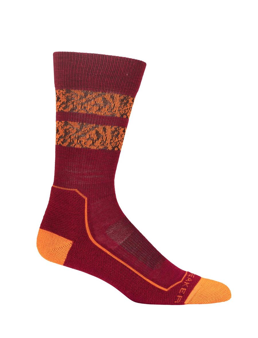 Women's Icebreaker Merino Hike+ Light Crew Natural Summit Socks Cherry / Flash | CA 1544YXFU